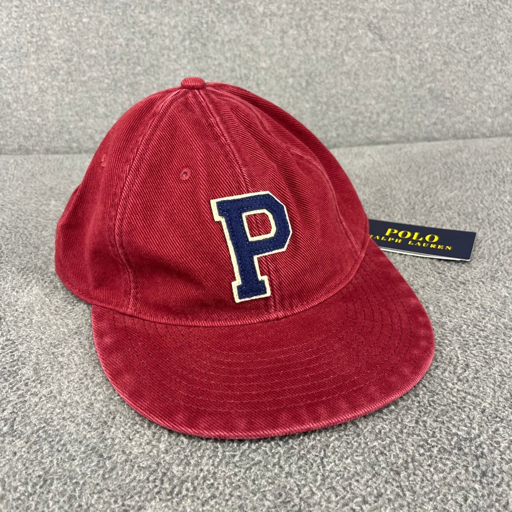 Polo Ralph Lauren Corduroy Baseball Cap Unisex OSZ Red P Patch Leather Strap Hat